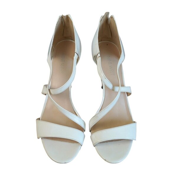 Nine West Aubreyo Strap White Patent Stilettos Heels Size 8.5 - Picture 1 of 9